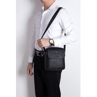 Τσαντάκι Ώμου Δερμάτινο Μαύρο Bull Captain DJB 07