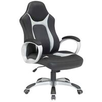 ΚΑΡΕΚΛΑ ΓΡΑΦΕΙΟΥ GAMING ΜΕ ΜΠΡΑΤΣΑ - ΕΠΙΦΑΝΕΙΑ: PU PVC  ΜΑΥΡΟ-ΓΚΡΙ 66-23591