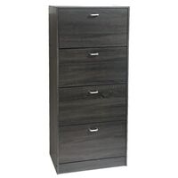 ΠΑΠΟΥΤΣΟΘΗΚΗ ΜΕ ΤΕΣΣΕΡΙΣ ΠΟΡΤΕΣ -ΑΕΡΙΖΟΜΕΝΗ ΠΛΑΤΗ 63x24x150 εκ  ΓΚΡΙ ΟΞΙΑ 63-35280-30