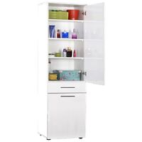 ΣΤΗΛΗ ΜΠΑΝΙΟΥ PVC  ΜΕ ΤΕΣΣΕΡΙΣ ΘΕΣΕΙΣ-ΚΑΛΑΘΙ ΡΟΥΧΩΝ ΚΑΙ ΣΥΡΤΑΡΙ 52x38x187 εκ  ΛΕΥΚΟ ΓΥΑΛΙΣΤΕΡΟ 622-7009-36