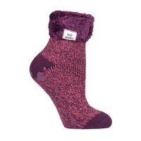 H.H. LADIES HEAT HOLDERS LOUNGE SOCKS - FEATHER TURN OVER CUFF TWIST-AUB 1735 HEAT HOLDERS 80067-TWIST-AUB 1735