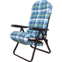 Πολυθρόνα 7 Θέσεων Μαύρου Σκελετού Μπλε Καρό Μαξιλάρι 15533