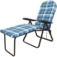 Πολυθρόνα 7 Θέσεων Μαύρου Σκελετού Μπλε Καρό Μαξιλάρι 15637