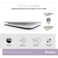 Στρώμα Ύπνου Φουσκωτό Υπέρδιπλο Queen Με Ενσωματωμένη Ηλεκτρική Αντλία 12v Tritech Fashion 203x152x30 BESTWAY 15437