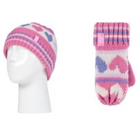 Παιδικό Σετ Σκούφος Και Γάντια Pixie Hat & Mittens Με Θερμική Επένδυση Για Παιδία 3-6 Ετών Pink Heart Heat Holders 80078
