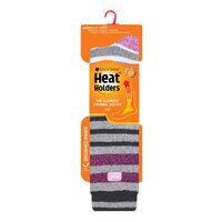 Κάλτσες Γυναικείες Ισοθερμικές Jacquard Long Lite Grey Black Stripe Heat Holders 80024