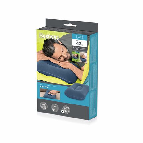 Μαξιλάρι Φουσκωτό Βελoύδινο 42x26x10cm Μπλε BESTWAY 15334