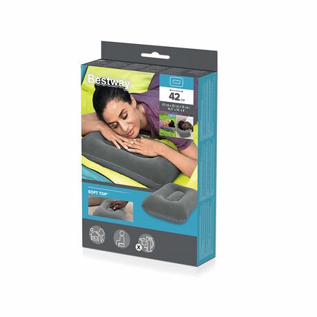 Μαξιλάρι Φουσκωτό Βελoύδινο 42x26x10cm Λευκό BESTWAY 15334