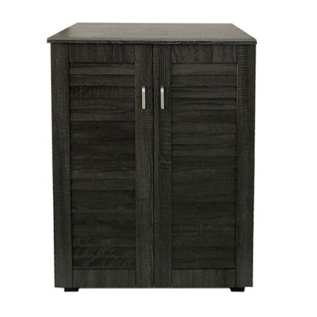 ΠΑΠΟΥΤΣΟΘΗΚΗ ΜΕ ΔΙΠΛΗ ΠΟΡΤΑ -5 ΘΕΣΕΙΣ ΑΠΟΘΗΚΕΥΣΕΙΣ- ΑΕΡΙΖΟΜΕΝΗ ΠΛΑΤΗ 68x32x84,5 εκ  ΓΚΡΙ ΟΞΙΑ 63-35198-30