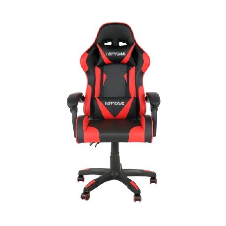 ΚΑΡΕΚΛΑ ΓΡΑΦΕΙΟΥ GAMING ΜΕ ΜΠΡΑΤΣΑ -ΕΠΙΦΑΝΕΙΑ PVC- ΚΟΚΚΙΝΟ ΜΑΥΡΟ 66-37024