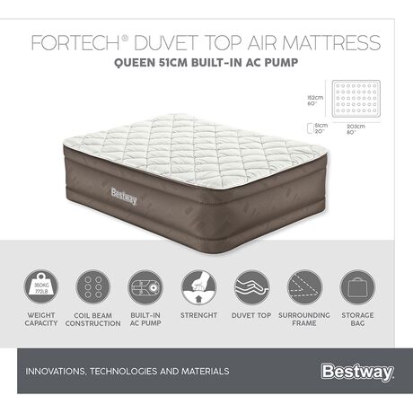 Στρώμα Ύπνου Φουσκωτό Υπέρδιπλο 152x203x51cm Fortech Tough Guard Duvet Top BESTWAY 15442