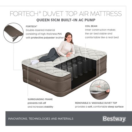 Στρώμα Ύπνου Φουσκωτό Υπέρδιπλο 152x203x51cm Fortech Tough Guard Duvet Top BESTWAY 15442