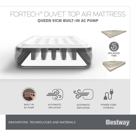 Στρώμα Ύπνου Φουσκωτό Υπέρδιπλο 152x203x51cm Fortech Tough Guard Duvet Top BESTWAY 15442