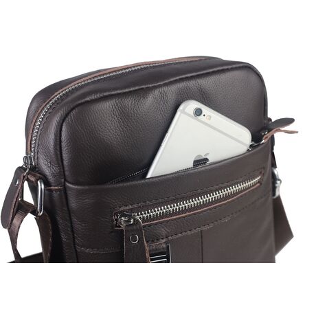 Δερμάτινο τσαντάκι ώμου Bull Captain DJB 005 σκούρο καφέ