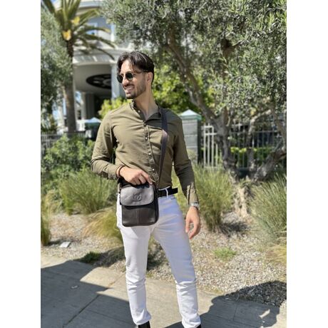 Δερμάτινο τσαντάκι ώμου Bull Captain DJB 07 σκούρο καφέ