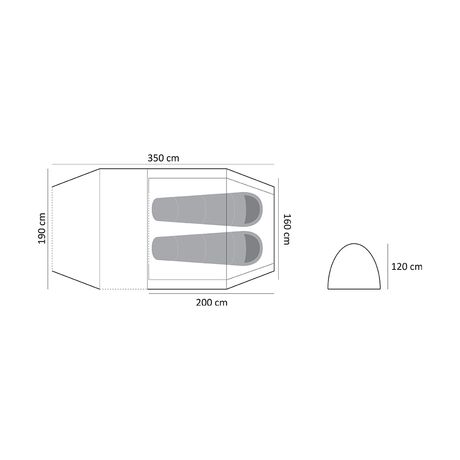 Σκηνή Camping Φουσκωτή AIR 200 2 Aτόμων 350x190x120cm GRASSHOPPERS 10517