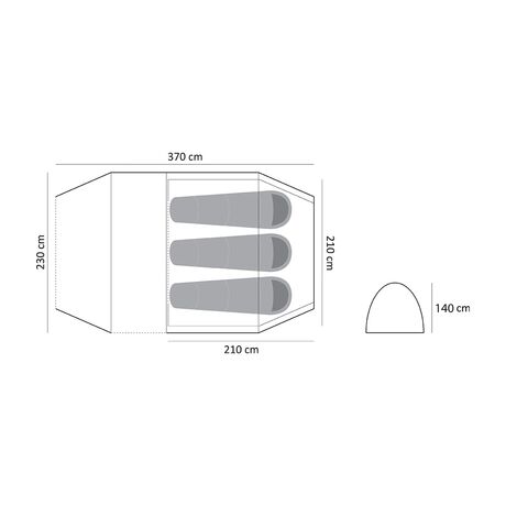Σκηνή Camping Φουσκωτή AIR 300 3 Aτόμων 370x230x140cm GRASSHOPPERS 10518