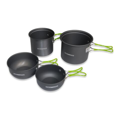 Σετ Μαγειρέματος Αλουμινίου Για Camping 4τμχ COMPASS 21379