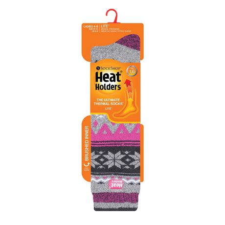 Κάλτσες Γυναικείες Ισοθερμικές Jacquard Long Lite Grey Fairisle Heat Holders 80024